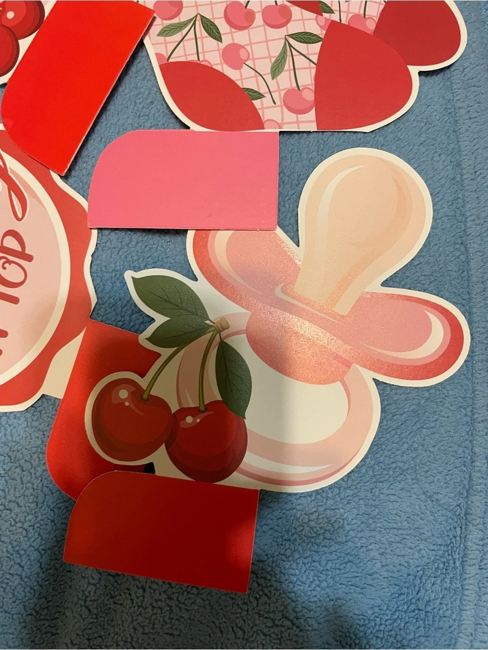 Oh Baby Cherry-Themed Party Supplies Set - Pink & Red